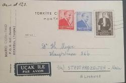 Türkiye Almanya 1956   10 kuruş  Ermeni Antiye Kurtuluş'dan Main'e gönderilmiş,nadir.