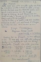 Türkiye Almanya 1956   10 kuruş  Ermeni Antiye Kurtuluş'dan Main'e gönderilmiş,nadir.