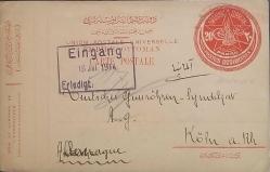Osmanlı Almanya 1917  20 Paras Antiye Pera İstanbul'dan Berlin'e yollanılmış,Savaş sürsarjlı .