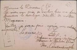 Osmanlı  Fransa 1904 20Paras  Posta Kartı ,İstanbul'dan Paris'e gönderilmiş.