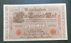 Almanya 1910 1000 Mark Çil (Büyük Banknot kırmızı mühür)