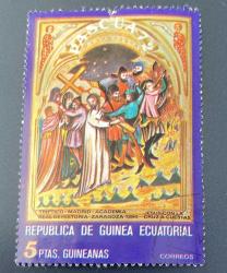 Ekvator Ginesi Pulu - Equatorial Guinea Stamp - Postadan Geçmiş Pul Filateli -  Damgalı - Paskalya - İsa'nın haçı taşıdığını gösteren Pul , 5 PARA - YABANCI PULLAR - NOSTALJİK DOĞUM GÜNÜ HEDİYESİ