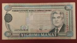 LOT.6 » TÜRKMENİSTAN  20 MANAT A SERİSİ 1995 YILI KONDÜSYONU RESİMDE GÖRÜLDÜĞÜ GİBİDİR