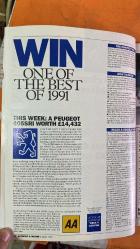 AUTOCAR & MOTOR DERGİSİ  - 3 NİSAN 1991  MERCEDES-BENZ - BMW - AUDI - NISSAN - VAUXHALL - RENAULT - CITROEN - PEUGEOT - MATRA - FORD - VW - CHRYSLER  **YENİ V12 MERCEDES S-CLASS’IN İLK SÜRÜŞÜ - £60,000’LIK LİMUZİNİN ÜSTÜN KONFORU VE PERFORMANSI - BMW’NİN E36 COUPE MOTOR YELPAZESİ VE M3 YERİNE GEÇECEK MODELİN İKİ YIL SONRA GELMESİ - AUDI’NİN FRANKFURT’TA TANITACAĞI YENİ 80/90 SERİSİ VE YATAY YAKIT DEPOSU SAYESİNDE GENİŞ BAGAJ HACMİ - S2 COUPE’YE YAZ AYLARINDA 230BHP’LİK 20-VALF TURBO VE 6-İLERİ ŞANZIMAN GELİYOR - 2.8L V6 MOTORLA MERCEDES VE BMW’YE LÜKS RAKİP HEDEFİ - NISSAN’IN SUNDERLAND’DAKİ PRIMERA ÜRETİMİNİ 120,000 ARAÇ/YIL HEDEFİYLE ARTIRMASI VE %80’İNİN İHRACATA GİTMESİ - 1991’DE ALMANYA’YA 27,000 PRIMERA İHRACATI PLANLANMASI - TAYVAN’A İLK SEVKİYATIN BAŞLAMASI - VAUXHALL FRONTERA’NIN %80’İNİN AVRUPA’YA OPEL OLARAK İHRAÇ EDİLECEĞİ VE LUTON’DA YILLIK 40,000 ÜRETİM HEDEFİ - RENAULT R19 CONVERTIBLE’IN YAZ AYLARINDA KARMANN İŞBİRLİĞİYLE GELMESİ - 80BHP’LİK 1.4 VE 140BHP’LİK - 114 SAYFA