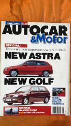 AUTOCAR & MOTOR DERGİSİ  - 10 TEMMUZ 1991  VAUXHALL ASTRA - VW GOLF - RENAULT ESPACE V6 - KIA PRIDE - CIZETA V16 - CITROEN XM - MERCEDES S-CLASS - FIAT ELETTRA - FIAT ELBA - KYOCERA SOLAR COMMUTER VEHICLE - NIGEL MANSELL - AYRTON SENNA - ALAIN PROST - CARLOS SAINZ - MALCOLM RIFKIND - CHRISTOPHER CHOPE - PININFARINA - FSO - GM - FSM - TOYOTA  **VAUXHALL ASTRA’NIN TÜM DETAYLARIYLA 1991’İN EN ÖNEMLİ YENİ İNGİLİZ OTOMOBİLİ OLARAK TANITILMASI - VW GOLF’ÜN RESMİ FOTOĞRAFIYLA YENİ MODELİN İLK GÖRÜNÜMÜ - AYRTON SENNA İLE SİLVERSTONE’DA 24 SAATLİK ÖZEL SÜRÜŞ DENEYİMİ - RENAULT ESPACE V6 TESTİYLE 6 SİLİNDİR VE 7 KOLTUKLU YAPININ DEĞERLENDİRİLMESİ - CIZETA V16’NIN ÜRETİME HAZIRLANMASI VE SÜPER OTOMOBİL TESLİMAT SÜRECİ - KIA PRIDE 1.3 LX MODELİNİN FİYAT/PERFORMANS DEĞERLENDİRMESİ - CITROEN XM’İN YENİ SAHİBİYLE YAŞANAN ESKİ SORUNLAR - MERCEDES S-CLASS’TA PNEUMATİK SÜSPANSİYON PLANLARININ İPTALİ VE ADS SİSTEMİYLE DEVAM KARARI - MALCOLM RIFKIND’İN 70MPH OTOYOL HIZ SINIRININ DEĞİŞMEYECEĞİN - 114 SAYFA