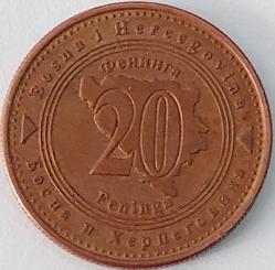 BOSNA HERSEK 20 Feninga, 2021 ÇÇT