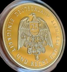 Almanya Berlin Duvarının yıkılması 25 Yıldönümü Hatıra Altın Kaplama Madalya  28g 40mm