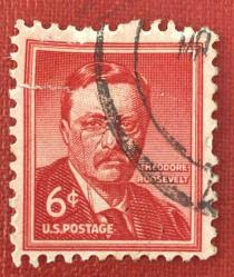 Amerika Birleşik Devletleri Pulu - Unıted States Stamp -Postadan Geçmiş Pul Filateli -Damgalı - Theodore Roosevelt Temalı Pul , 6 PARA - YABANCI PULLAR-NOSTALJİK DOĞUM GÜNÜ HEDİYESİ