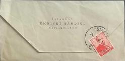 Türkiye 1956   Emekli Sandığı Zarf İstanbul'da kullanılmış ,nadir.