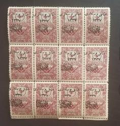 Osmanlı Fiskal Orta Doğu Hicaz Demiryolları pulları  12 li  blok şeklinde MNH,NG ,Nadir.