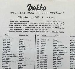 Oğuz Aral Yönetiminde VAKKO 1968 ilkbahar ve Yaz Defilesi