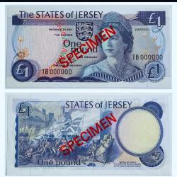 Jersey 1 pound 1976 Specimen Çil 