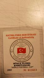 2002 YILI DÜNYA FUTBOL ŞAMPİYONASI 3.SÜ TÜRKİYE HATIRA PARASI TC. DARPHANE HATIRA GÜMÜŞ / MİNELİ 170