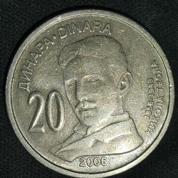 SIRBİSTAN  2006  20 DİNAR Nikola Tesla'nın Doğumunun 150. Yıldönümü
