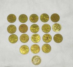 19315-KOLEKSİYONLUK 18 ADET VAPUR JETONU + 1 ADET  ŞEHİR HATLARI İŞLETMESİ JETONU