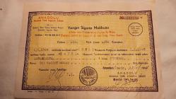 ANADOLU SİGORTA ŞİRKETİNİN 1965 YILI YANGIN SİGORTASI MAKBUZU 454