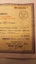 ANADOLU SİGORTA ŞİRKETİNİN 1965 YILI YANGIN SİGORTASI MAKBUZU 454