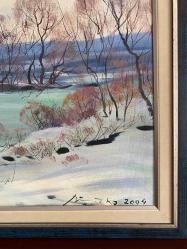 Schmitko imzalı, Kış Temalı Peyzaj, Tuval Üzeri Yağlıboya, 50 x 70 cm, 2004 tarihli.