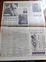 Hürriyet Gazetesi - 6  Nisan 1955 - Güreş Milli Takımının Seçmeleri - Filipin Zelzelesinin Korkunç Tahribatı Fotoğraf - Sarışın Bomba Marilyn Monroe Fil Üstünde Fotoğraf - Yemen İşi Arap Saçına Döndü - Habere Göre İmam Ahmed Asileri Mağlup Ederek Tekrar Tahta Döndü - Futbol Federasyonu Reisi Hasan Polat Takımımız Fransa B Takımı Karşısında Muvaffak Oldu Dedi - Beşiktaş Takımında Uzun Süredir Oynayan Şevket Ve Dr. Hikmet Antrenmanda Fotoğraf - Fenerbahçeliler Toplu Halde İdman Bırakıyor - Merkez Bankası Kanunu Tadilatı - Avusturya Milli Maç Yapacak Teklife Etti - Asrın En Büyük Aşkı Prenses Margaret İle Towsend'in Gönül Macerası Fotoğrafı - Seri İlanlar - Suriye'de Kızıl Teşkilatın İçyüzü - Suriye meclisinin Komünist Mebusu Halit Bektaş ve Avaneleri - Suriye'de Müslüman Kardeşlerin Lideri Mustafa Elsibai Fotoğrafı