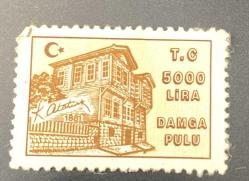Türk Pulu - Turkish Stamp -  Postadan Geçmiş Pul Filateli - ATATÜRK'ÜN DOĞDUĞU EV TEMALI PUL, 5000 LİRA - Türkiye Cumhuriyeti - NOSTALJİK DOĞUM GÜNÜ HEDİYESİ