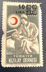 Türk Pulu - Turkish Stamp -  Postadan Geçmiş Pul Filateli - DAMGALI - TÜRKİYE KIZILAY DERNEĞİ TEMALI PUL, 10 LİRA - Türkiye Cumhuriyeti - NOSTALJİK DOĞUM GÜNÜ HEDİYESİ
