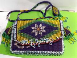 RF46-----HATIRA YAZILI CEZAEVİ BONCUK İŞİ KADIN ÇANTASI