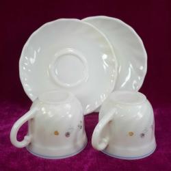 VINTAGE ARCOPAL FRANCE TABAKLARIYLA BERABER BİR ÇİFT FİNCAN