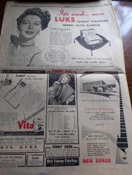 Cumhuriyet Gazetesi - 6 Eylül 1954 - tarihe karışan proje yazan Nadir Nadi Başmakale - Yunanistan Kıbrıs için Arap devletlerinden yardım istedi - NATO askeri tatbikatı - Cumhurbaşkanı Celal Bayar ve Mareşal Tito Dün belgrad'da yapılan Geçit resmini seyrederken fotoğraf - Kızıl Çin milliyetçilere karşı taarruza geçti - Fenerbahçe Beyoğlusporu 6 0 Yendi Fotoğraf - Beşiktaş Adaleti 4 0 Yendi - ankara-izmir bisiklet yarışları - Selçuk isimli Türk vapuruna beyrut'ta haciz kondu - Adsız Sultan yazan Kemal Ragıp yazı dizisi - Pazartesi konuşmaları yazan Bedri Rahmi Eyüboğlu - tütünün kanserle alakası yok - sade suya yazan Burhan Felek - Cibali Karakolu Yarın akşam Kadıköy Yoğurtçuda - Ford tahvillerini satıyor - Churchill'e göre üçüncü Dünya Harbi ilan edilmeden başlayabilir - Film Yıldızı Neriman Köksal Puro Tuvalet Sabunu Kullanıyor - Vefa Eyüp takımını 5 0 Yendi - çıplaklar cemiyetinde Neler Gördüm yazan Feyyaz Tokar yazı dizisi - Bayan İhsan Solok Cevdet kudret'i anlatıyor röportaj