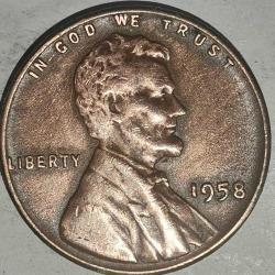 AMERİKA 1958     1 CENT  BUĞDAY CENT