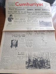 Cumhuriyet Gazetesi - 8 Eylül 1943 - anahtar kimde yazan Nadir Nadi Başmakale - Parti grubunda hariciye vekili Numan Menemecioğlu Dün 2 saat süren beyanatta bulundu - Şarkta Sovyet ilerleyişi - Donetz Ve Harkof kesimlerinde çok şiddetli savaşlar oluyor - Almanya üzerinde evvelki gece büyük hava muharebeleri oldu - Cenubi İtalya'da yeniden 12 kasaba işgal edildi - Uzakdoğu'da 20.000 Japon askeri sarıldı - askeri vaziyet yazan Emekli General H. Emir Erkilet Yazı Dizisi - Uzakdoğu harbiden resimler - İtalyan ordularının kumandasını eline alan Veliaht Prens Umberto - Münir Nurettin Selçuk Tepebaşı belediye bahçesinde - vur patlasın revüsü Şehzadebaşı Turan tiyatrosunda - Ali Baba'nın rüyası Saray sinemasında - Topuzun Kısmeti Yazan Mahmut Yesari Yazı Dizisi - Roji Szabo Konseri - Türkiye spor ansiklopedisi - Ruslara göre 2 aylık Alman kaybı - Safiye Ayla yalnız Kadıköy İnci Gazinosunda - Suzan Yakar her akşam Taksim kristalde - bugünkü radyo programı - Erler Türk Anonim Şirketi
