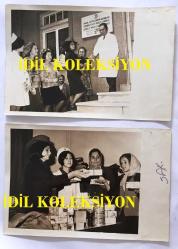 YEŞİLÇAM'IN YILDIZI BELGİN DORUK'UN ORİJİNAL 2'Lİ FOTOĞRAF SETİ - 18 x 12 cm EBADINDA - BELGİN DORUK, İSTANBUL ŞİŞLİ VEREM SAVAŞI DERNEĞİ'Nİ ZİYARET EDİP HASTALARA HEDİYELER VERİRKEN ÇEKİLMİŞ 2 FARKLI KARE