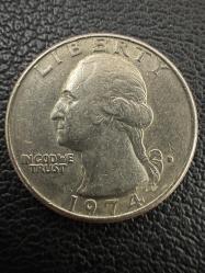 Amerika Çeyrek Dolar ABD ¼ Dolar , 1974. Darphane işareti 