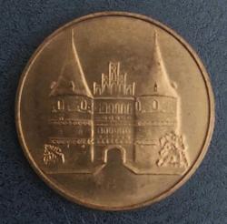 Almanya, Lübeck Holsten Kapısı (Holstentor)  ve Şehir Arması 1143-Lübeck'in 850. Yıldönümü Temalı Hatıra Madalyon. 