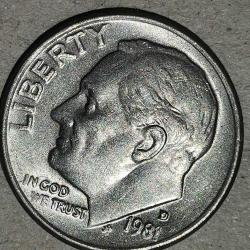 AMERİKA  1981 D  1 DIME  10 CENT