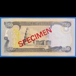 Irak 250 dinar 2003 Çil Specimen Nadir banknot / kağıt para