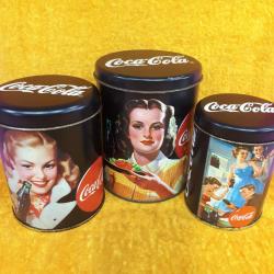 RETRO GÖRÜNÜMLÜ COCA-COLA 3 FARKLI BOY TENEKE KUTU SETİ