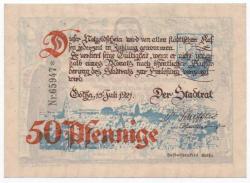 Almanya 1921 Yılı 50 Pfennig Thuringia Şehri Notgeld Çilaltı