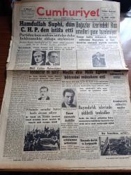 Cumhuriyet Gazetesi - 30 Aralık 1947 - iyi olmadı Nadir Nadi Başmakale - Hamdullah Suphi Tanrıöver Cumhuriyet Halk partisi'nden istifa etti - Şevket Raşit Hatipoğlu istifa etti söylentilerini yalanladı - boğazlar üzerindeki Rus emelleri gene tazeleniyor - meclis dün Milli Eğitim bütçesine müzakere etti - Milli Eğitim bakanlığını komünistler mi yaktı - Filistin'de savaşlar bütün hızıyla devam ediyor - İstanbul'da seyyar satıcılarla rekabet eden sabit satıcılar fotoğraf - Avusturya'da suikastçi Naziler - milletvekili aylıklarının artırılması - 1 milyon liralık taze balık satıldı - Dağlar delinirken yazan Rikkat Asım Köknar yazı dizisi - şehir dram tiyatrosunda Köşebaşı yazan Ahmet Kutsi Tecer - bir dağ masalı senaryo Reşat Nuri Güntekin yılbaşından itibaren Ankara Park ve süs sinemasında İzmir Tayyare sinemasında Bursa İstanbul sinemasında ve Eskişehir Marmara sinemasında - Lorel Hardi elhamra sinemasında - limanımıza gelen ve giden vapurlar - omega saat -  Beyoğlu Elektrik Sarayı