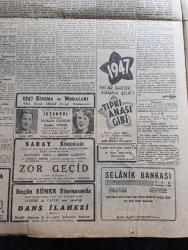 Cumhuriyet Gazetesi - 7 Ocak 1947 - bir başka örnek Nadir Nadi Başmakale - Demokrat Parti kurultayı bugün toplanıyor - Ulus gazetesinin başyazısı kurultay her yurtsever türk tarafından iftiharla selamlanmalıdır - İsmet İnönü'nün kurultaya geleceği haberleri teeyyüd ediliyor - Ankara'da Demokrat Parti büyük kongresi'nin Bu sabah toplanacağı yeni sinema binası fotoğraf - Ege tütün piyasası ve hükümetin görüşü - Mareşal Montgomery Moskova'da - Avrupa kıtası buzlar İçinde - boğazlar meselesi ile alakalı bir film - Kral Abdullah bu sabah iskenderun'a geliyor - Truman'ın Nutku barış antlaşmaları silahsızlanma ve atom davası - Maliye Bakanı Halit Nazmi Keşmir'in verdiği izahat - rakı fiyatlarını indirmek niçin doğru değildir sayın Başbakan Recep Peker 'e ithaf yazan Fahrettin Kerim Gökay - Mefharet Yıldırım ve Semiha Coşar İstanbul sinemasında - para filmi başrolde Azize Emir ve Mahmut Zülfikar Taksim sinemasında - Selanik Bankası - Yavuz Sultan Selim ağlıyor yazan Feridun Fazıl Tülbentçi