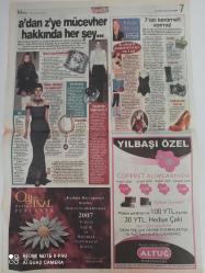 Sabah Günaydın Gazetesi Doğum Günü Gazetesi-30 Aralık 2006-vitrin meleği-tülin karman-altın kelepçe bilezikler- orijinal desing-Altuğ parfümleri-a'dan z'ye mücevher hakkında her şey-temizlik-antiklar-Türkan şoray-gümüş-en iyi arkadaşım-korcan karar-hafta sonu ateşi-tv8-digiturk-kanal 7-ntv-habertürk-skytürk-samanyolu-oryantal star-hades-selena-trt 1-deniz manzarası-çocuklar geri döner-sayfa sayısı 2 dir
