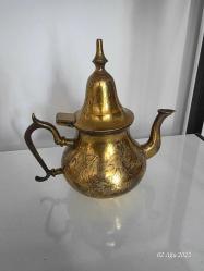 VİNTAGE KALEM İŞCİLİKLİ PİRİNÇ DEMLİK KAHVE POTU