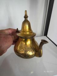 VİNTAGE KALEM İŞCİLİKLİ PİRİNÇ DEMLİK KAHVE POTU