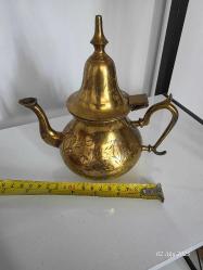 VİNTAGE KALEM İŞCİLİKLİ PİRİNÇ DEMLİK KAHVE POTU