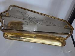 ANTİKA PİRİNÇ APLİK KRİSTAL KESME CAMLI