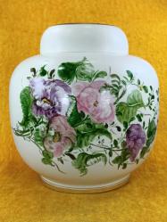 VINTAGE İMZALI EL BOYAMA ÇİÇEKLER RESİMLİ KÜP FORMLU SÜMERBANK PORSELEN VAZO