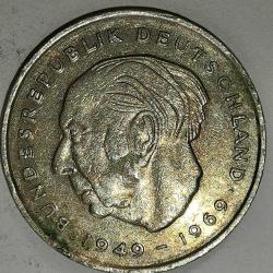 ALMANYA 1979 G  2 MARK HATIRA Theodor Heuss. Federe Cumhuriyet 20. yıl dönümü (1949 - 1969)