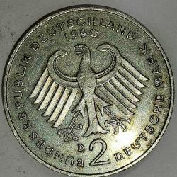 ALMANYA 1990 D   2 MARK HATIRA Dr.Kurt Schumacher. 30. Yıldönümü - Federal Cumhuriyet (1949 - 1979)