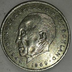 ALMANYA 1970 J   2 MARK  HATIRA  Konrad Adenauer. 20. Yıldönümü - Federal Cumhuriyet (1949 - 1969)