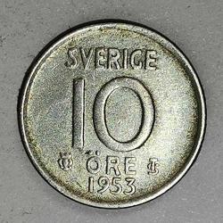 İSVEÇ 1953  10 ÖRE  GÜMÜŞ  1,44  GRAM