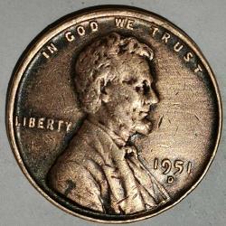 AMERİKA 1951 D      1 CENT BUĞDAY CENT